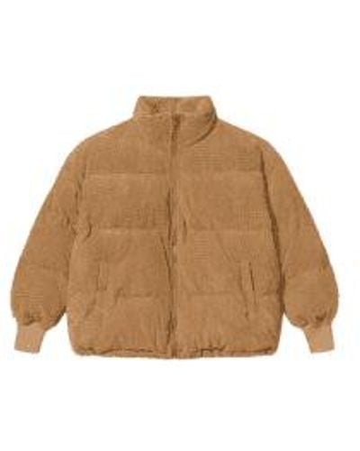SKATÏE Skatie Textured Puffer Jacket In Fawn - Marrone