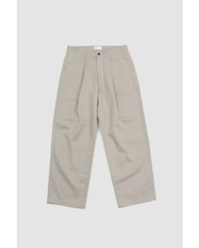 Still By Hand Linen Mixed Baker Pants Taupe 2 - White