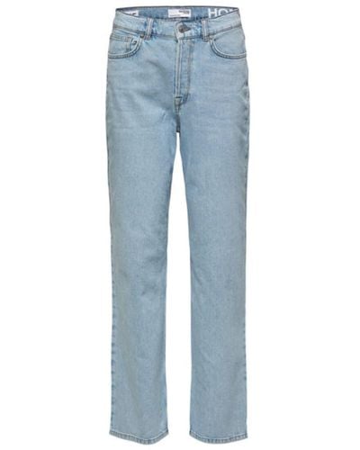 SELECTED Alice High Waisted Wide Fit Jeans - Blue
