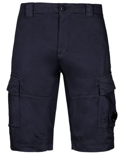 C.P. Company Stretch-Satin-Cargo-Shorts Total Eclipse Blue - Blau