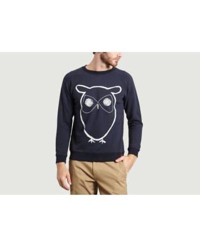 Knowledge Cotton Navy Blue Owl Sweatshirt