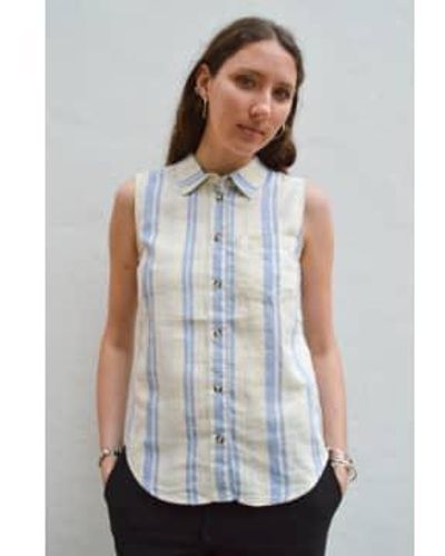 Ichi Blue Stripe Shirt - Bianco