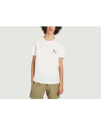 Olow Organic Cotton T-shirt Embroidered With Tonton Du Bled X Elsa Martino S - White