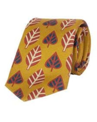 40 Colori Corbata De Seda Estampada Hojas - Amarillo
