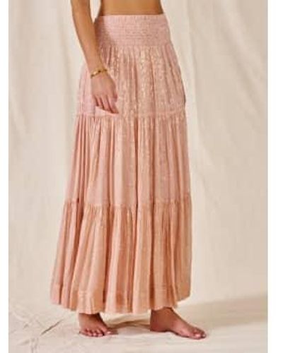 M.A.B.E Selma Tiered Skirt Blush Xsmall - Pink