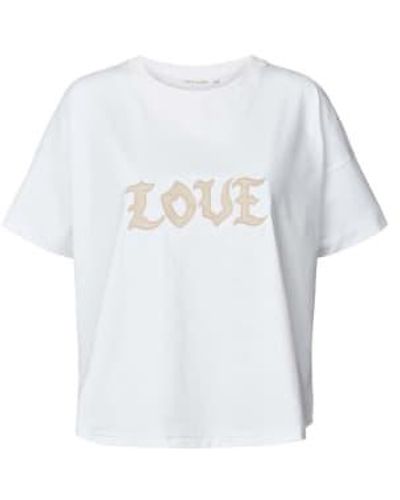 Rabens Saloner Margot Love T Shirt - Bianco