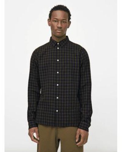 Knowledge Cotton 1090057 Regular Fit Small Checked Shirt Check - Nero
