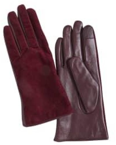 Ichi Leather Gloves And Velvet Bordeaux Xs / S - Red