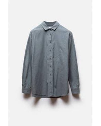 Hartford Brushed Cotton Charlot Shirt Graphite - Blu