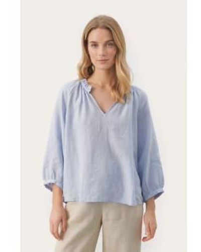 Part Two Elody Linen Blouse In Heather - Blu