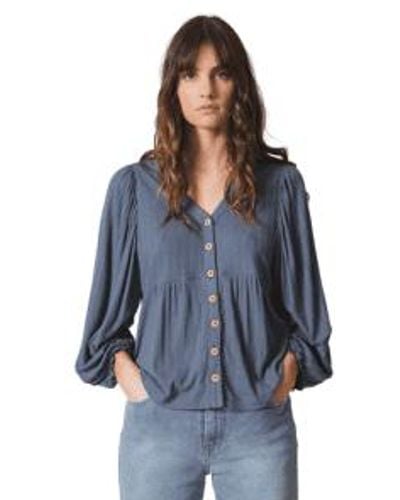 indi & cold Indi And Cold Long Sleeve Blouse In From - Blu