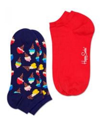Happy Socks 2 paquete calcetines bajos helado - Rojo