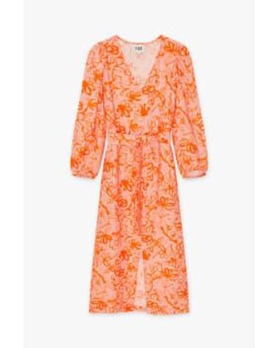 CKS Bright And Pink Print Dorisa Midi Dress - Arancione