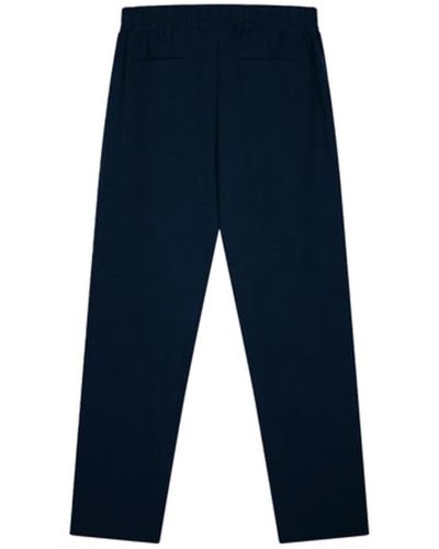 OLAF HUSSEIN Navy Olaf Straight Elasticated Trousers - Blue