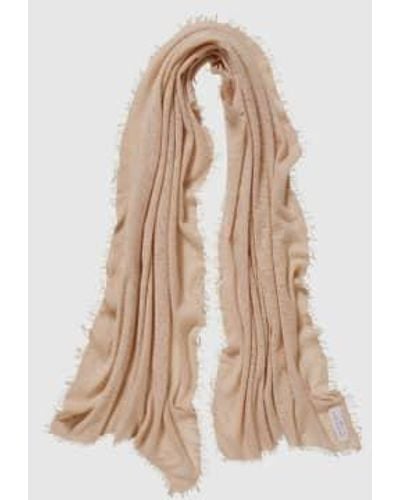PUR SCHOEN Hand Felted 100% Cashmere Soft Scarf -camel + Gift Wool - Natural