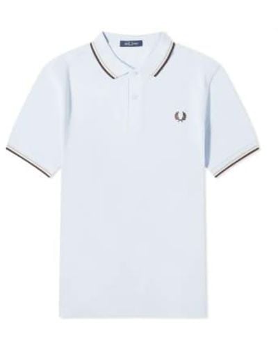 Fred Perry Slim Fit Twin Tipped Polo , Grey & Black - Blue