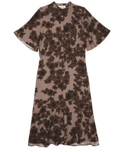 Munthe Uanta Floral Print Pull In Waist Dress Col Brown Multi S - Marrone