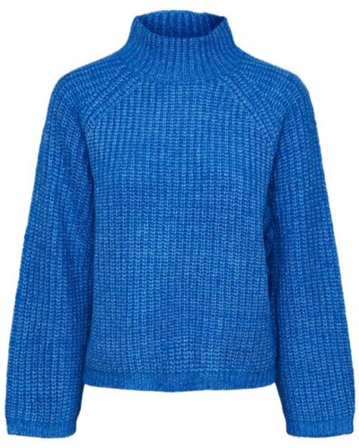 Pieces Nell High Neck Knit - Blue