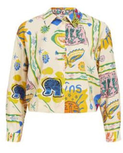 Every Thing We Wear Object Martha Long Sleeve Printed Shirt Sandshell Multi Colour 36 - Multicolour