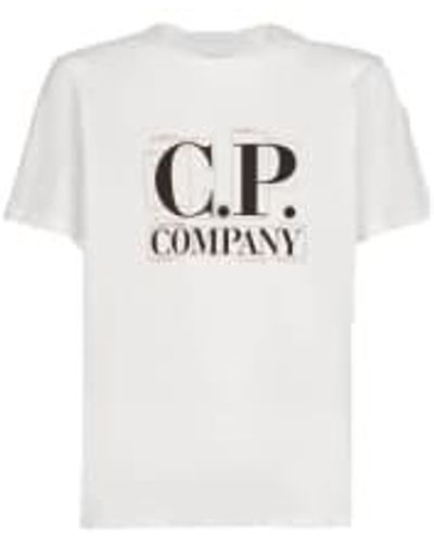 C.P. Company Gauze 30 and 1 jersey large graphic logo t shirt - Blanco