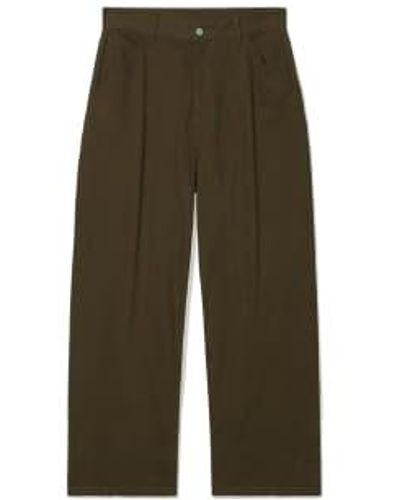 PARTIMENTO Curved Section Wide Chino Trousers In - Green