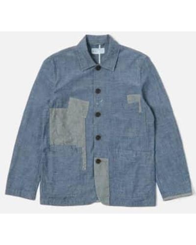 Universal Works Patched Bakers Jacket Chambray / Hickory S - Blue