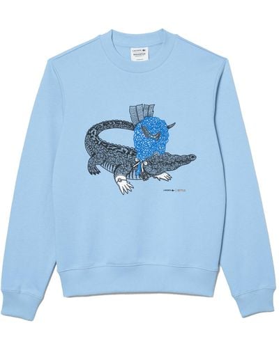 Lacoste X Netflix Organic Cotton Sweatshirt Print Bridgerton Blue