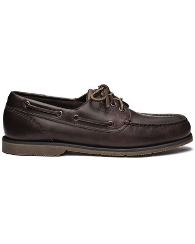 Sebago Foresir Waxed Leather Boat Shoe Dark Brown - Marrón