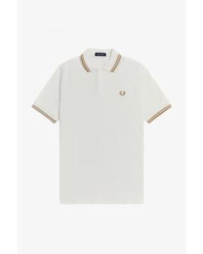 Fred Perry Slim Fit Twin Tipped Polo Snow Desert Desert - Bianco