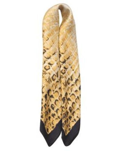 MSH Scale Print Faux Silk Scarf With Color Block Border - Metallic