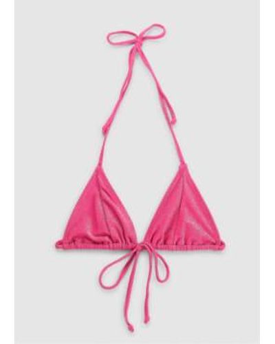 GOOD AMERICAN Glitzerndes triangel-bikinioberteil damen in knockout-rosa - Pink