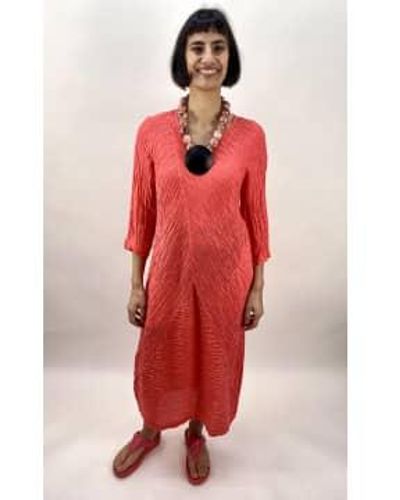Grizas Flame Crinkle Dress - Rosso