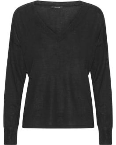 Oh Simple Silk Cashmere V-neck Sweater M - Black