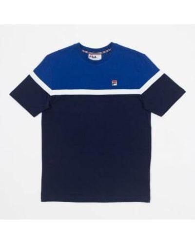 Fila Colour Block T Shirt In And White - Blu