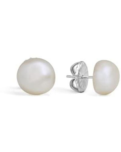 Claudia Bradby Audrey Pearl Stud Earring / Silver - White