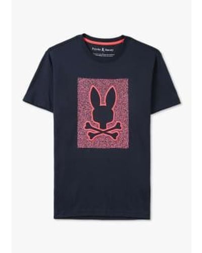 Psycho Bunny Camiseta gráfica hombres livingston en la marina - Azul