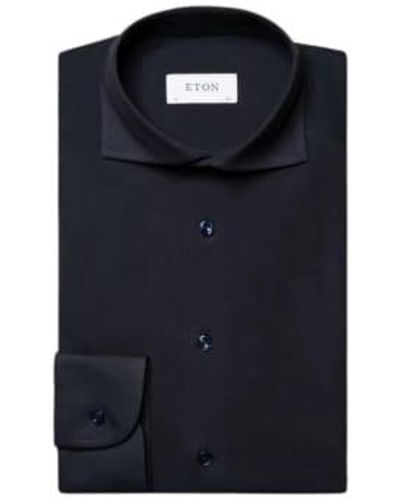 Eton Wide Spread Collar Rounded Single Slim Fit Shirt - Blu