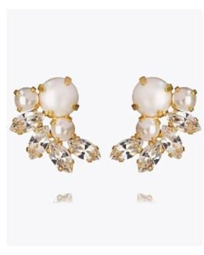 Caroline Svedbom Pearl Crystal Electra Earrings Os - Metallic