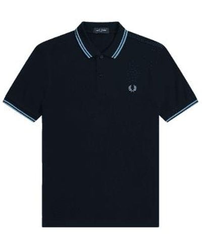 Fred Perry Slim Fit Twin Tipped Polo Navy Soft Blue And Twilight Blue