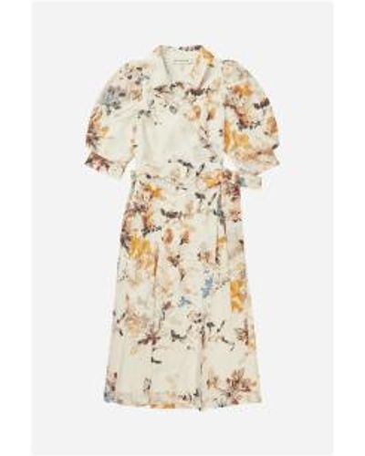 Munthe Jisalanka Puff Sleeve Floral Print Wrap Dress Col: Multi, - Natural
