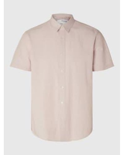 SELECTED Classic Linen Ss Shirt Cameo - Pink