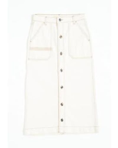 seventy + mochi & Elodie Midi Skirt Ecru Denim Uk8 - White