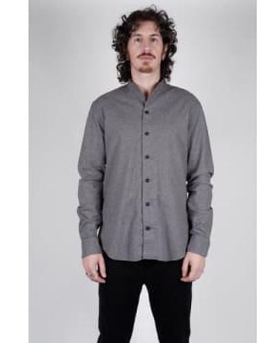 Hannes Roether Camisa algodón con botones lívidos - Gris