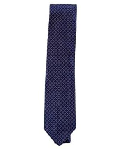 Eton Cravate en soie géométrique - Bleu
