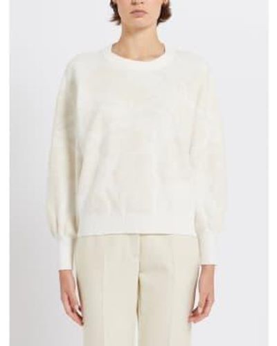 Marella Isernia Jacquard Floral Print Sweater Size: L, Col: - White