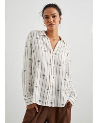 Rails Stripe Palms Charli Shirt - Bianco