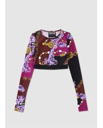 Versace Jeans Couture Kurzes oberteil mit kettenmuster damen in lila