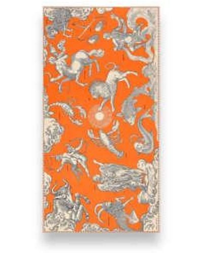 Inoui Edition Scarf 100 Cotton/silk Astrologie X 190 Cm - Orange