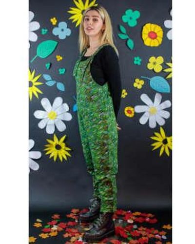 Run and Fly Camo Dinosaur Stretch Dungaree - Verde