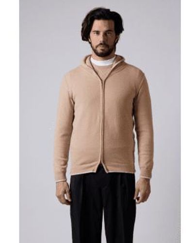 Daniele Fiesoli Beige Zip Up Wool Hoodie Extra Large - Natural